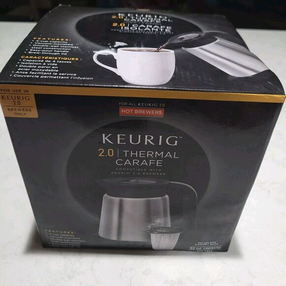 Keurig Hot 2.0 Thermal Carafe Plus Series Brewers 32 Oz. Silver & Black NEW - Picture 1 of 13